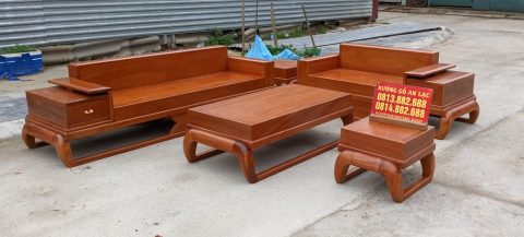 sofa đóng hộp gỗ gõ đỏ