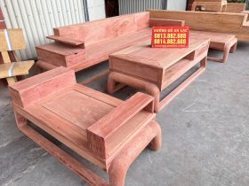 Sofa góc chân choãi gỗ hương đá hàng đặt cao cấp