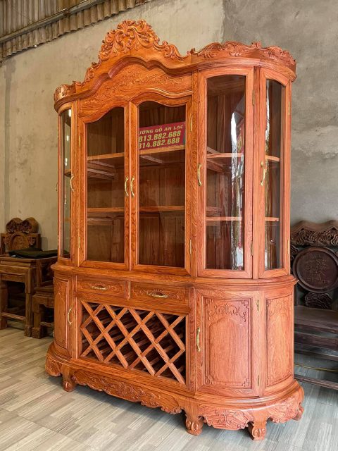 tủ rượu cổ điển gỗ hương đá