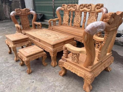 Bộ bàn ghế Minh Quốc Đào 6 món gỗ gõ đỏ