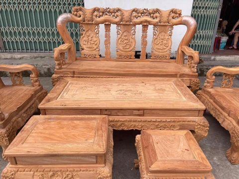 Bộ bàn ghế Minh Quốc Đào 6 món gỗ gõ đỏ cao cấp