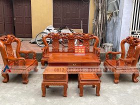 Bộ bàn ghế Minh Quốc Đào 6 món cột 12 chân 12 gỗ Hương Đá