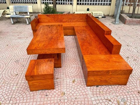 sofa gỗ gõ đỏ chữ L