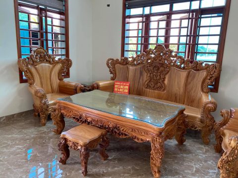 bàn ghế hoàng gia louis gỗ gõ đỏ