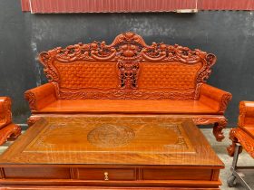 bàn ghế hoàng gia vách trám gỗ hương đá