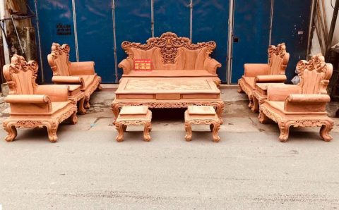 Bộ bàn ghế Louis hoàng gia gỗ hương đá