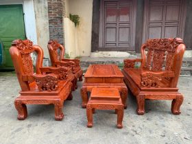 Bộ bàn ghế Minh quốc voi cột 12 gỗ hương đá