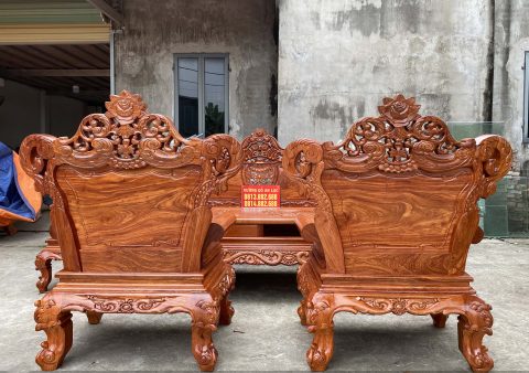 bàn ghế hoàng gia vách trơn gỗ hương đá