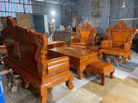 bàn ghế hoàng gia vách trơn gỗ gõ đỏ