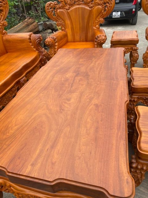 bàn ghế hoàng gia nguyên khối gỗ gõ đỏ
