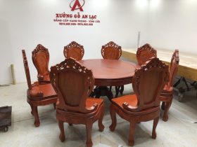 Bộ bàn ăn tròn 8 ghế Hương Đá