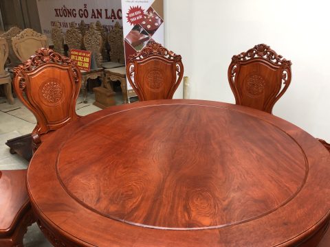 bàn ăn tròn gỗ hương đá