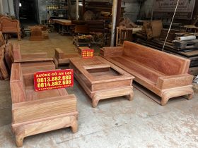 Bộ sofa đối chân vòng choãi gỗ Hương Đá