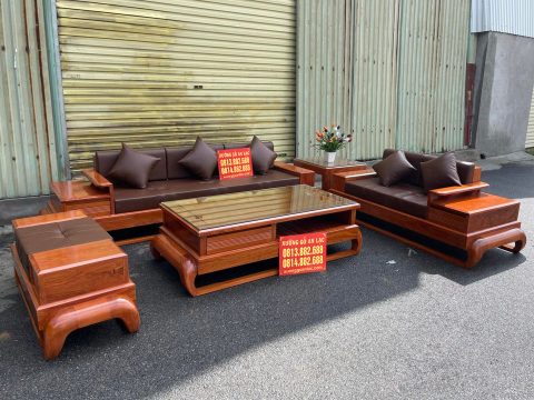 Bộ sofa góc chữ L  gỗ hương đá
