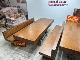 bàn ghế k3 gỗ gõ đỏ nguyên khối