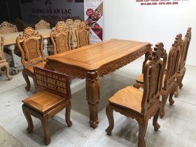bàn ăn 6 ghế gỗ gõ đỏ