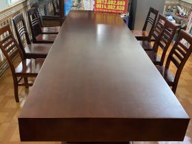 bộ bàn ăn nguyên khối 8 ghế gỗ gõ đỏ