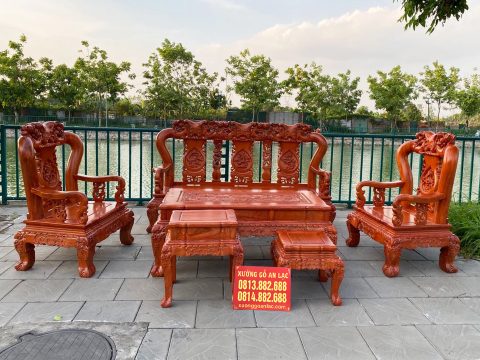 bộ bàn ghế Minh đào quốc chim tay 12 gỗ hương đá ĐỤC TAY 100%