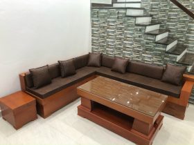 Sofa nguyên khối gỗ gõ đỏ mẫu chữ L