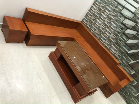 Sofa gỗ gõ đỏ nguyên khối