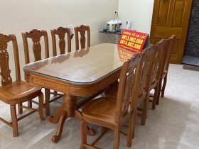 bộ bàn ăn gỗ gõ đỏ 8 ghế cây đàn