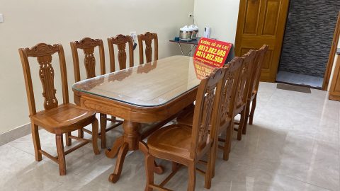 bộ bàn ăn gỗ gõ đỏ 8 ghế cây đàn