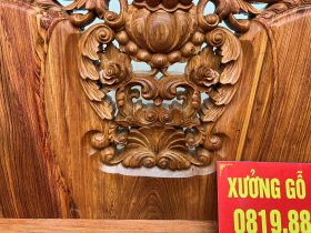 ghế hoàng gia gỗ hương đá đục tay họa tiết hoa lá tây siêu vip