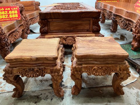 bàn ghế hoàng gia gỗ hương đá nguyên khối siêu khủng
