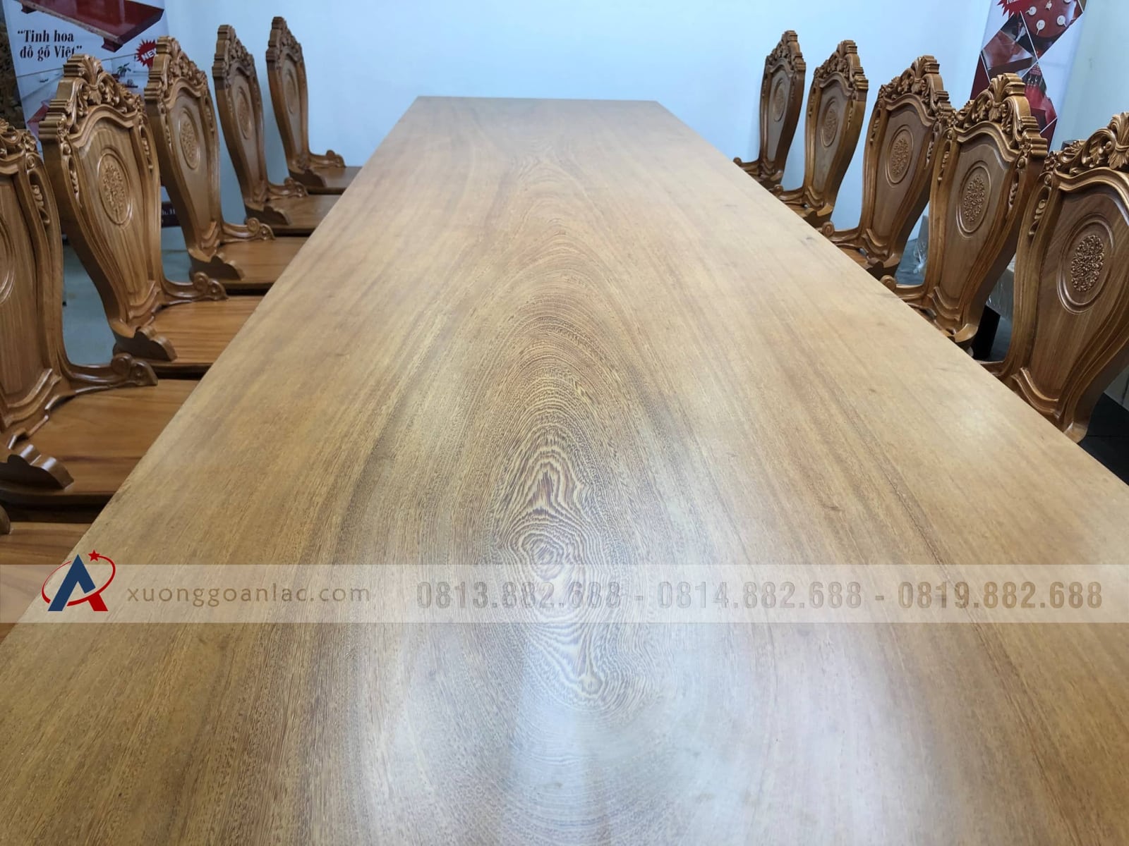 bàn gỗ nguyên tấm gỗ gõ đỏ dày 10cm