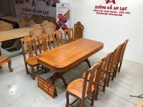 bộ bàn ghế ăn cao cấp gỗ gõ đỏ tự nhiên