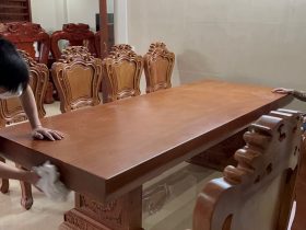 bàn ghế ăn đẳng cấp gỗ gõ đỏ tự nhiên