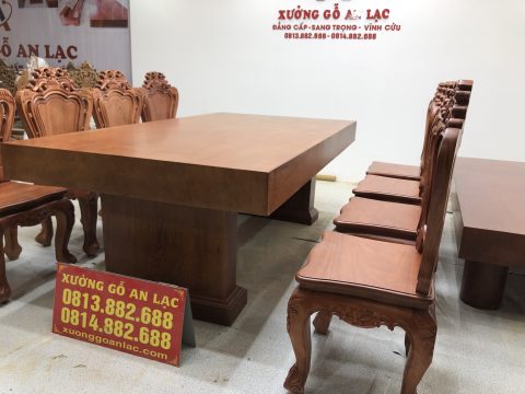 bàn ăn 8 ghế gỗ gõ đỏ