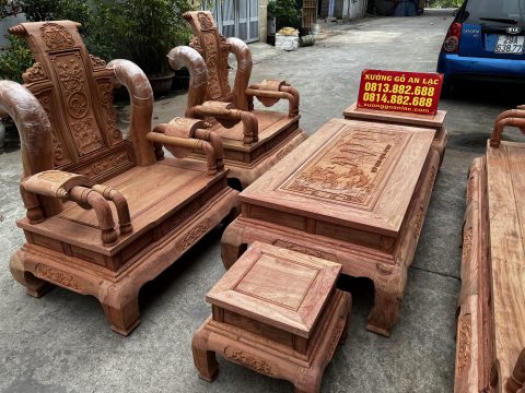 bàn ghế phòng khách mẫu tần thủy hoàng gỗ hương đá cao cấp