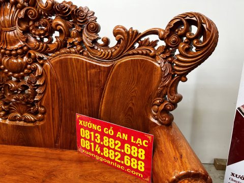 bàn ghế phòng khách gỗ hương đá mẫu louis hoàng gia nguyên khối