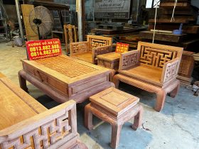 bàn ghế chữ vạn gỗ hương đá