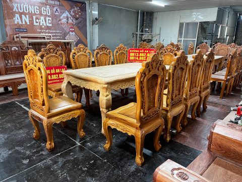 bộ bàn ghế ăn đẹp gỗ gõ đỏ tự nhiên cao cấp