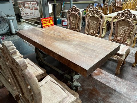mẫu bàn ăn nguyên khối 6 ghế gỗ hương đá tự nhiên