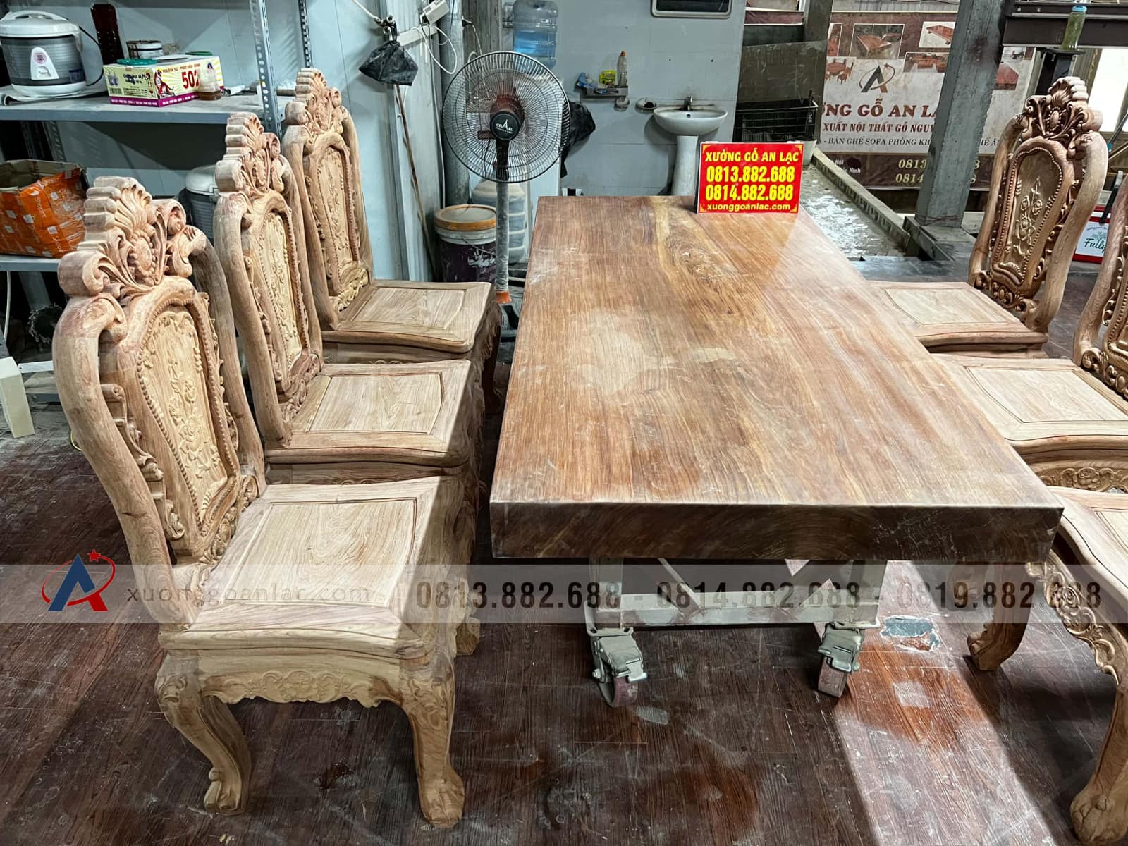 bộ bàn ăn 6 ghế gỗ hương đá cao cấp