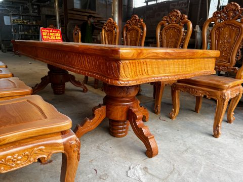 bàn ghế ăn gỗ gõ đỏ tự nhiên
