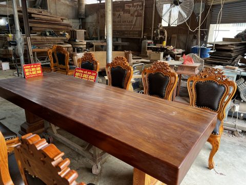 bàn ăn nguyên khối gỗ gõ đỏ cao cấp