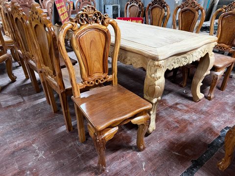 bàn ghế ăn gỗ gõ đỏ mẫu hoàng gia cao cấp