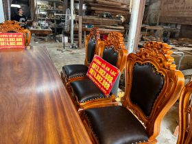 bàn ghế ăn nguyên khối gỗ gõ đỏ cao cấp