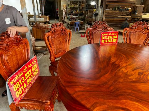 bàn ăn 10 ghế gỗ hương tự nhiên cao cấp