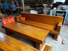 bàn ghế sofa nguyên khối mẫu 2 băng gỗ gõ đỏ tự nhiên
