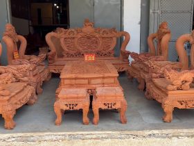 Mộc bàn ghế Nghê cột 16cm chân 16 gỗ Hương Đá vip