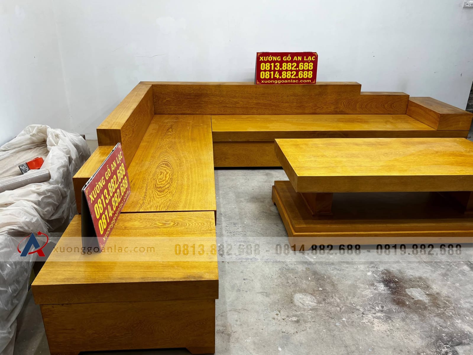 ghế sofa chữ L gỗ gõ đỏtự nhiên cao cấp