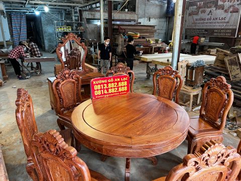 bàn ghế ăn gỗ hương đá mẫu hoàng gia cao cấp