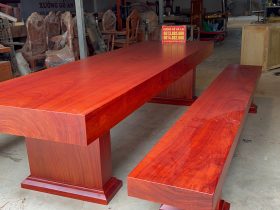 bàn ghế k3 nguyên khối gỗ hương đỏ cao cấp