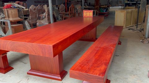 bàn ghế k3 nguyên khối gỗ hương đỏ cao cấp