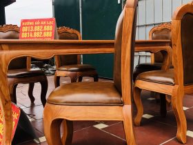 ghế ăn bọc đệm da siêu vip gỗ gõ đỏ tự nhiên cao cấp